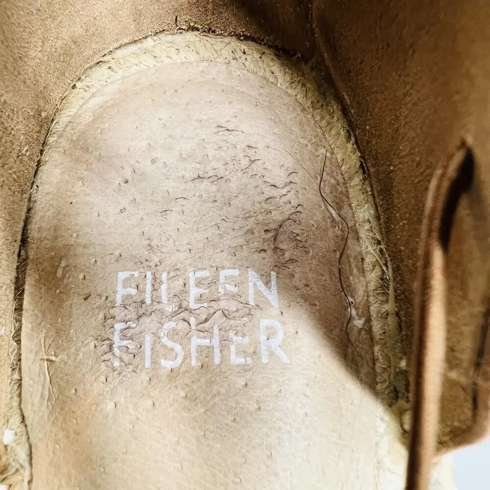 Eileen Fisher Sandals Womens 10 Brown Suede Espadrille Ankle Lace Up Shoes
